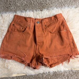 Levi's High Waist Orange Denim Shorts
